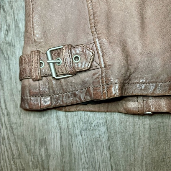 New Mauritius Distressed Leather Brown Y2K 90’s vibe Jacket Size US 8 EU M DE38 - Picture 7 of 16